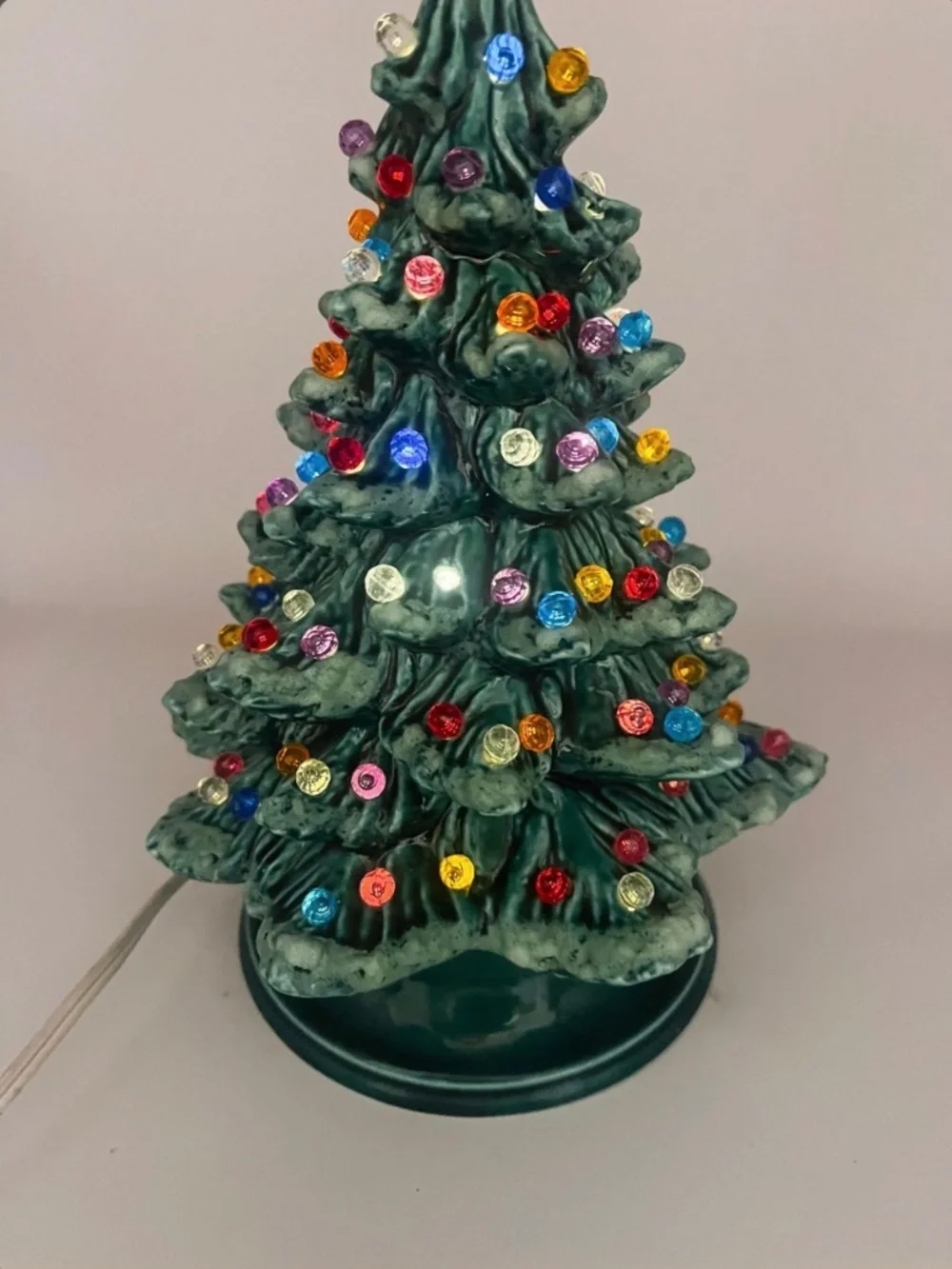 Vintage Lighted Ceramic 2 Piece Christmas Tree / 1970s  / Table Top Style / 10